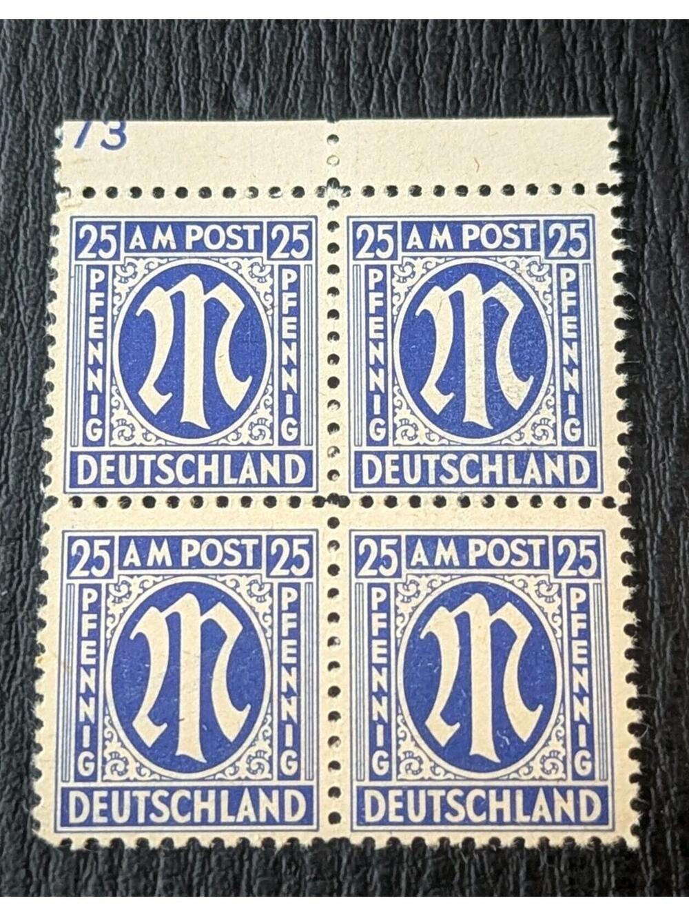 Stamps Germany Allied Bi-Zone Anglo-American WWII 4x 25 Pfennig 1945 Mi.Nr. 28